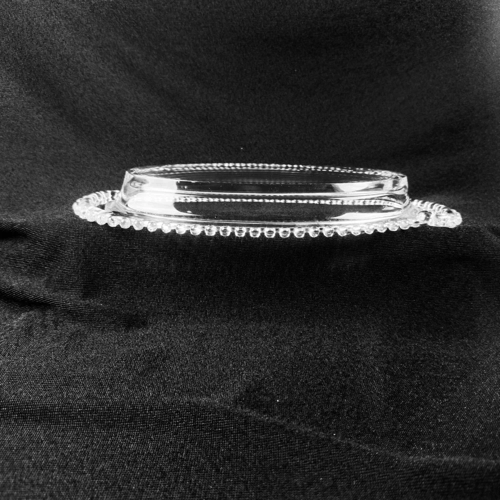 Imperial Candlewick Large Oval Celery Dish Handled Beaded Edge Glass Tray 13.5in